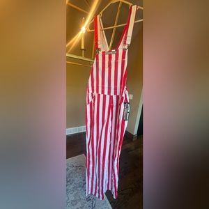 Gameday Bibs/ Overalls Red and White Size M